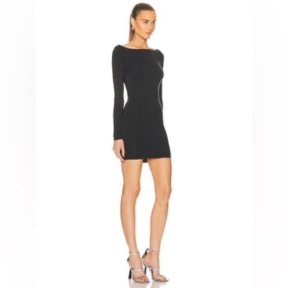 SER.O.YA SIOBHAN DRESS low back stretchy bodycon LBD logo Mini Long Sleeve XL - Picture 3 of 11